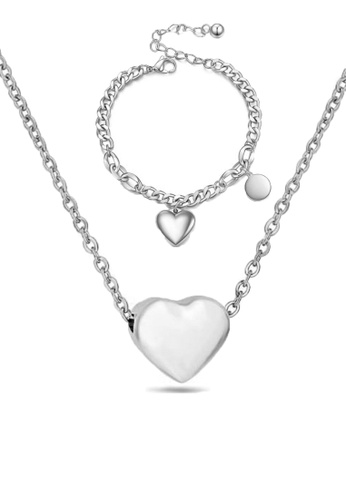 CELOVIS silver CELOVIS - Desiree Heart Shape Necklace + Bracelet Jewellery Set in Silver 55770AC3966304GS_1