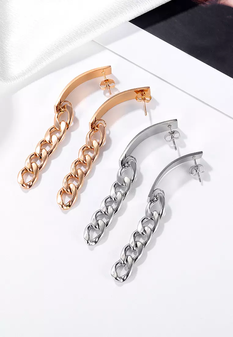 Royal Chain Stud Earrings in Rose Gold
