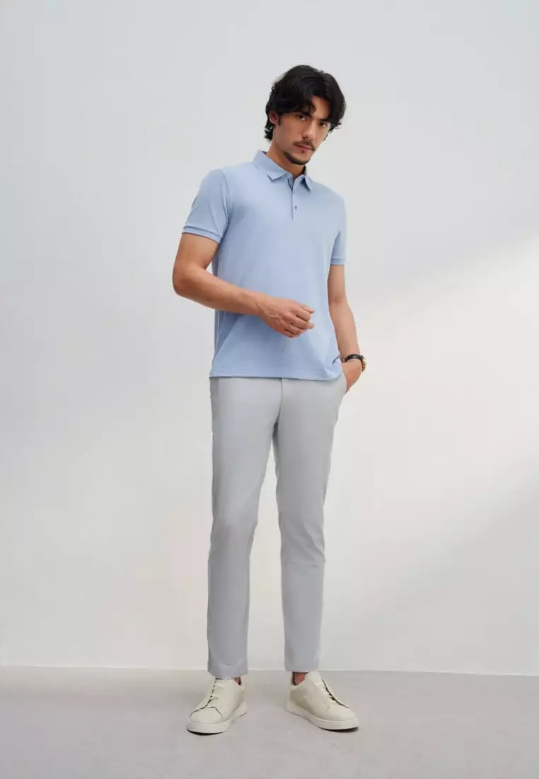 Soft Cotton Rich Stretch Slim Tapered Fit Twill Casual Pants