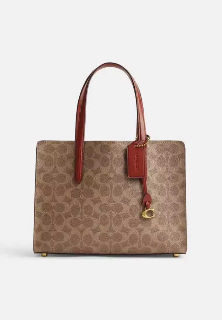 Coach Carter Carryall 28 In Signature Canvas Tan Rust