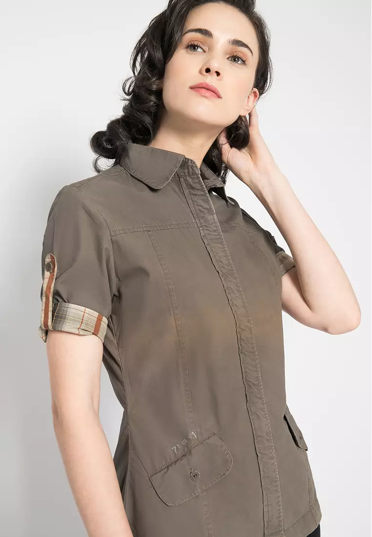 LGS - Slim Fit - Kemeja Wanita - Brown - Motif - LLSH.380.FM789.407.7C