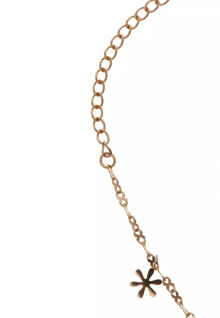 Gelang Rantai Aksesoris Wanita Motif Bunga Design Casual Premium Quality - Rosegold