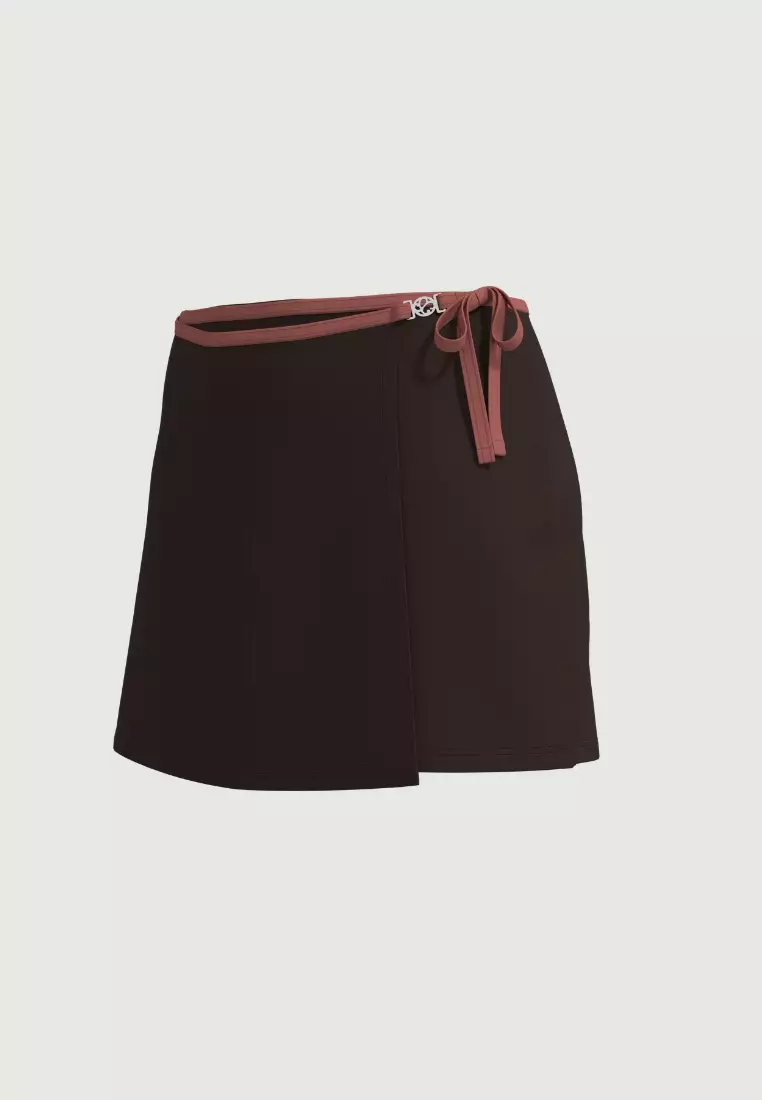 Chicory Coffee Wrap Front Jersey Skirt