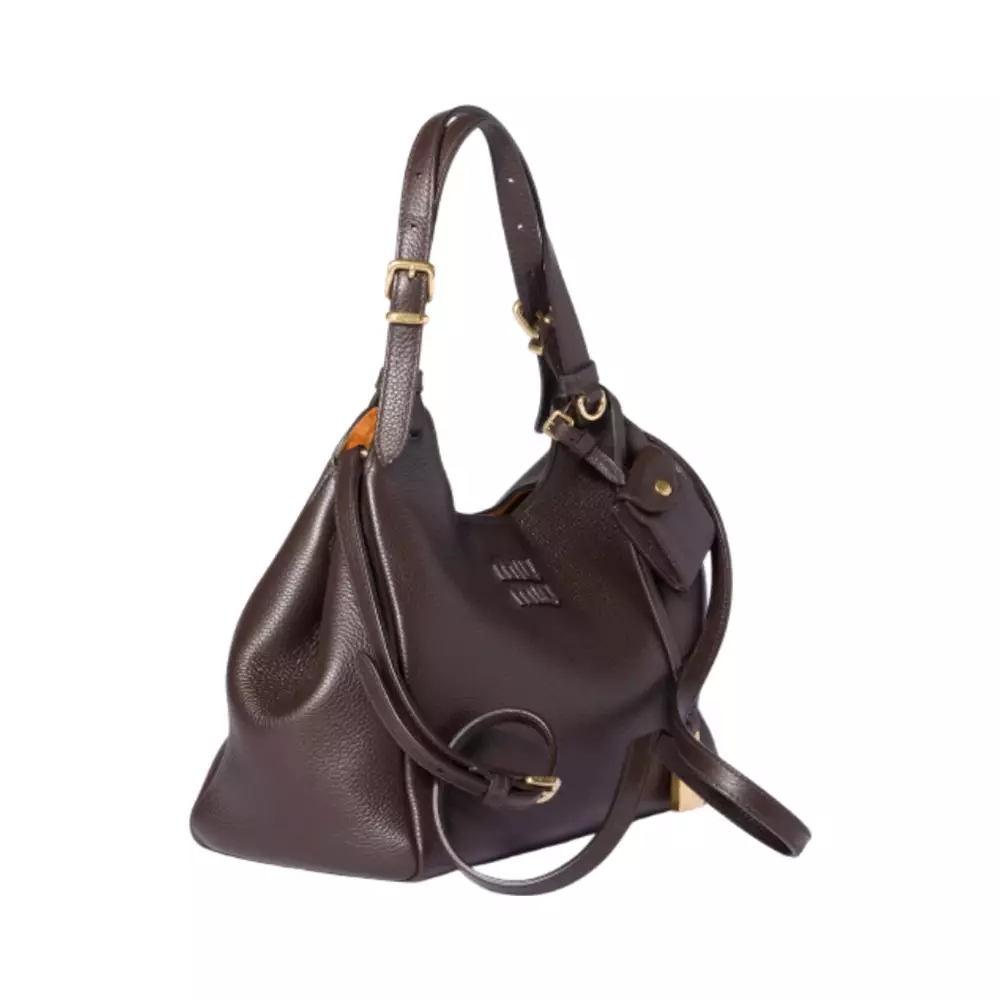 Sliding Leather Handles Handbag Dark Brown/Papaya