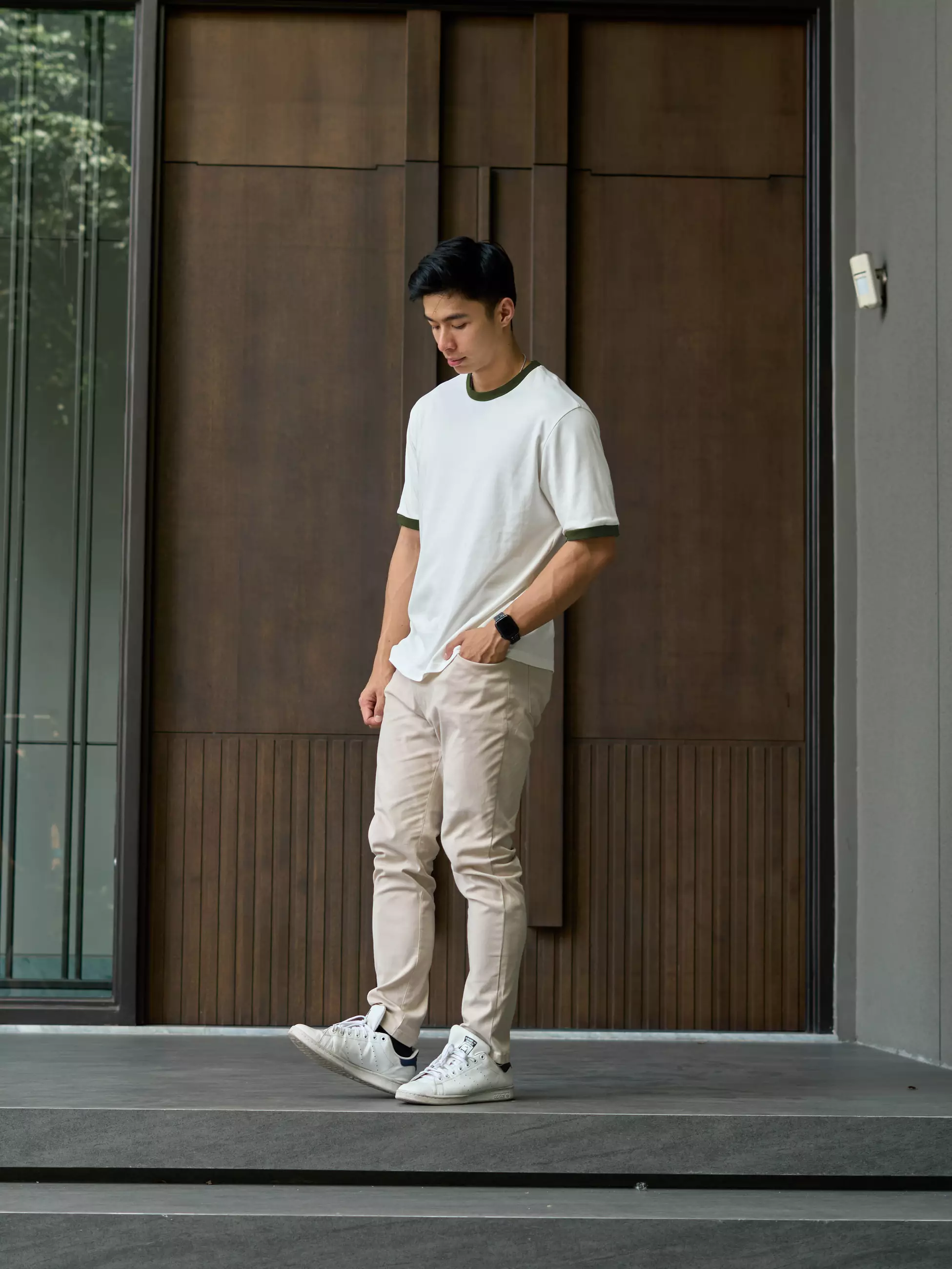 Kale Ringer White Army / Cotton Cloudy / Kaos Boxy Fit / Kaos Korea / Atasan Kaos Pria / Kaos Basic Pria