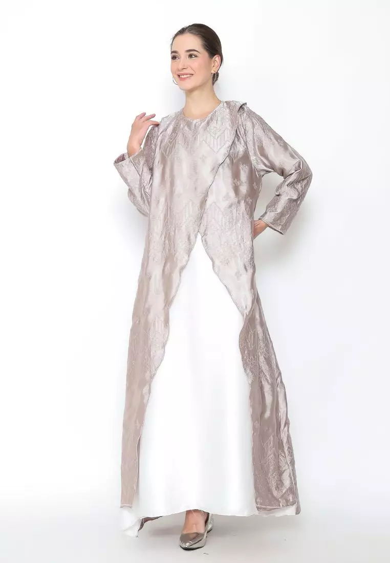 Rinjanie Batik x Senorita - Gamis Serong Bordir - Gamis Modern - Gamis Bordir - Gamis Silk Bordir - GMSR - AB