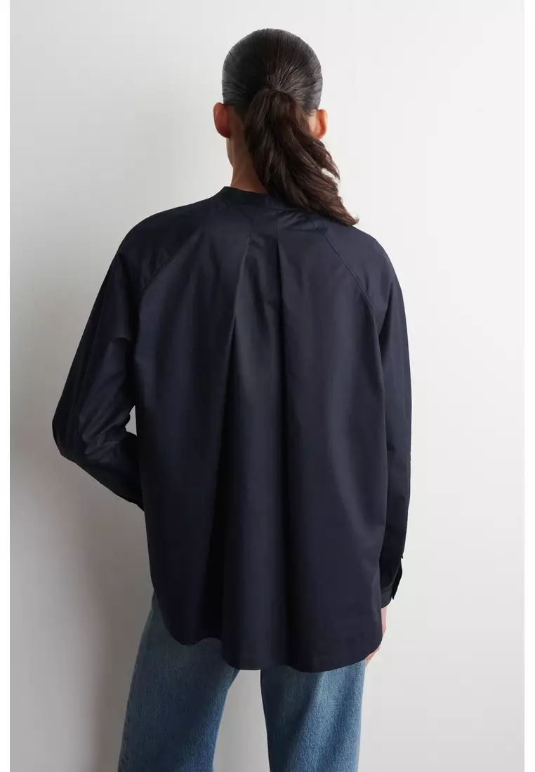 GRANDAD-COLLAR COTTON SHIRT