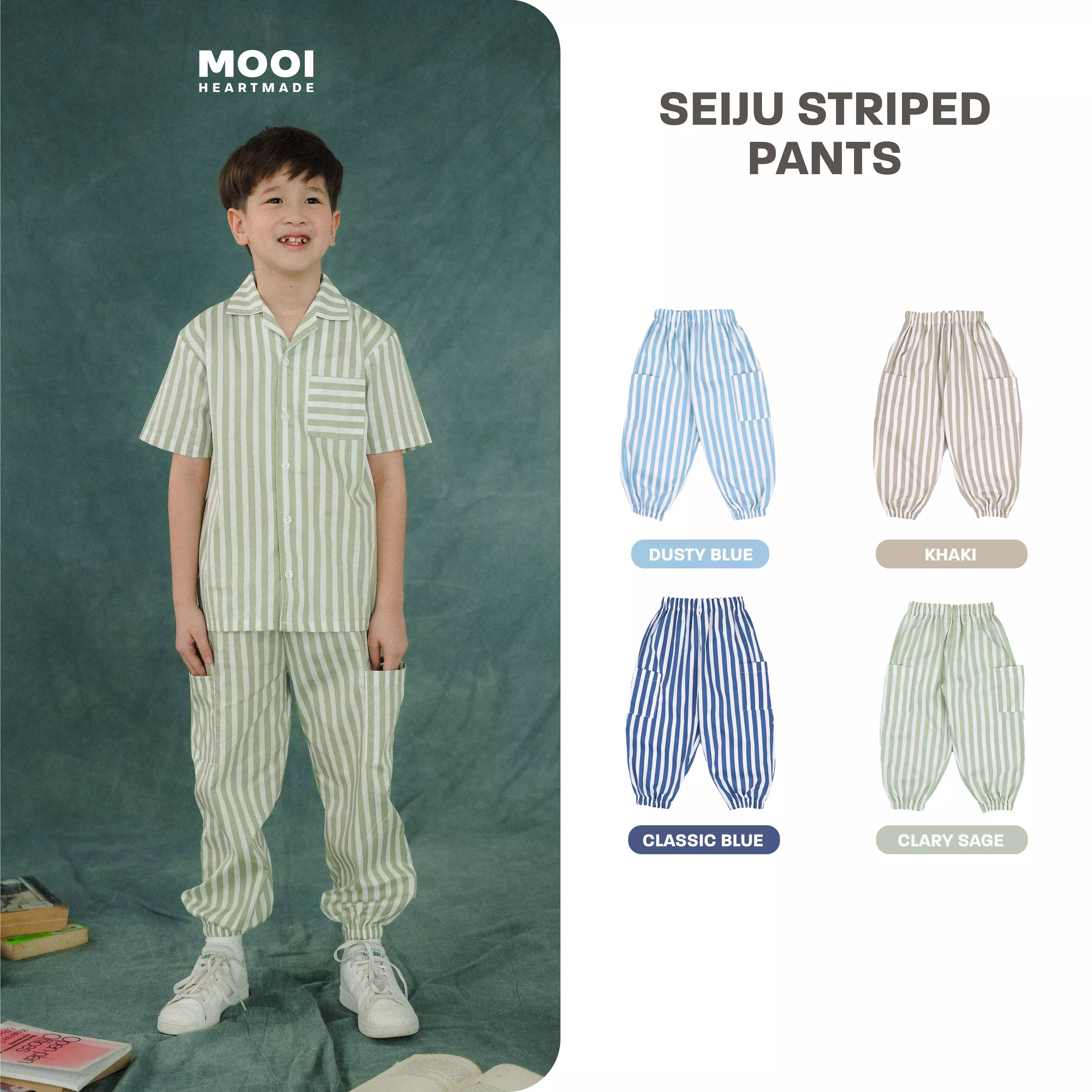 Mooi Celana Panjang Chinos Anak Seiju Striped Pants - Khaki