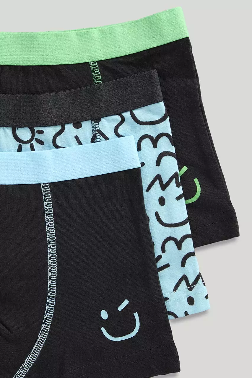 Mothercare Smiley Trunk Briefs - 3 Pack - Celana Dalam Anak Laki-laki (Hitam)