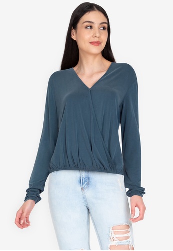 Origin by Zalora navy Wrap Top made from TENCEL™ CD900AAB2A1460GS_1