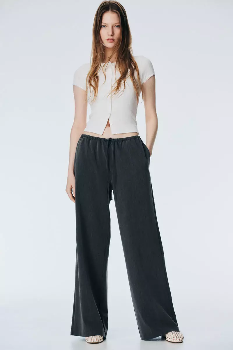 Twill drawstring trousers