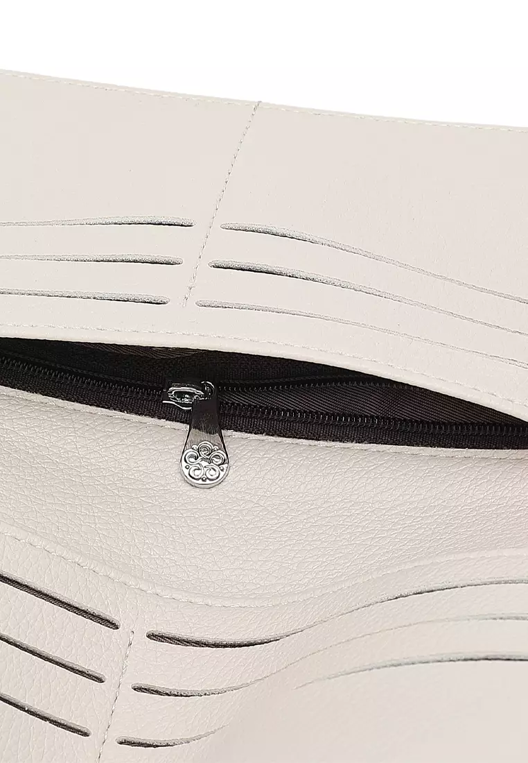 2 In 1 Long Purser with Coin Purse - White