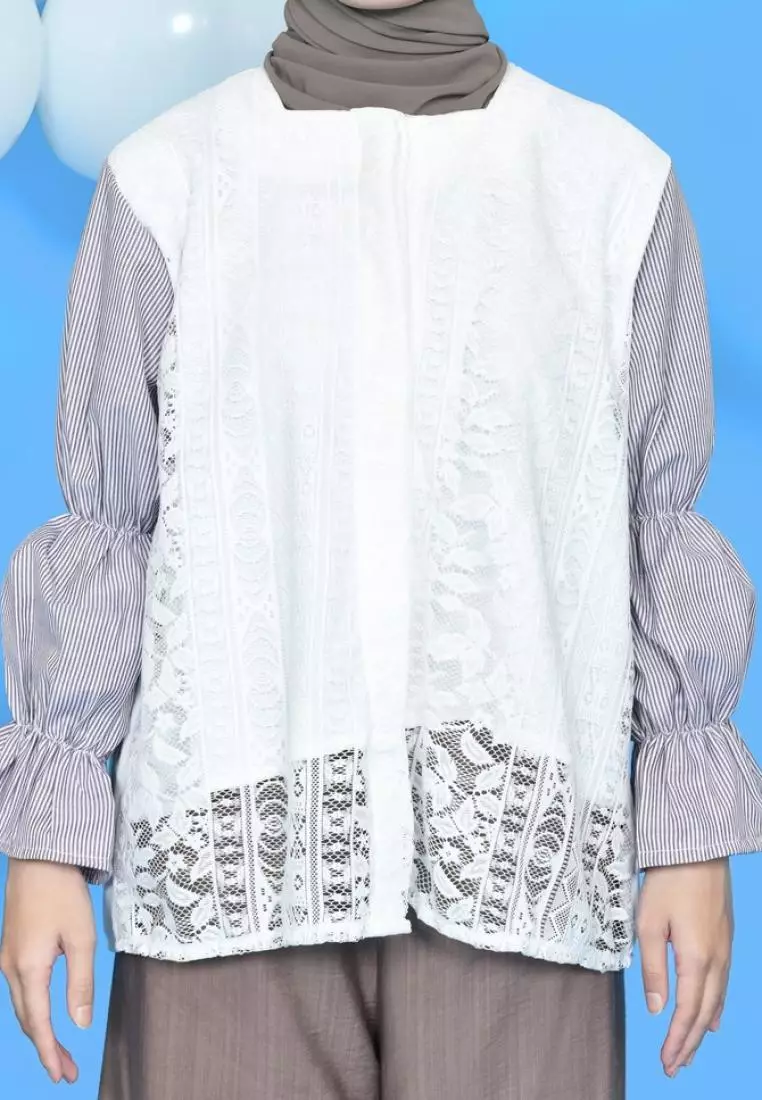 Seika Lace Top - Bw - Stripe Coffee M18223 R16S1