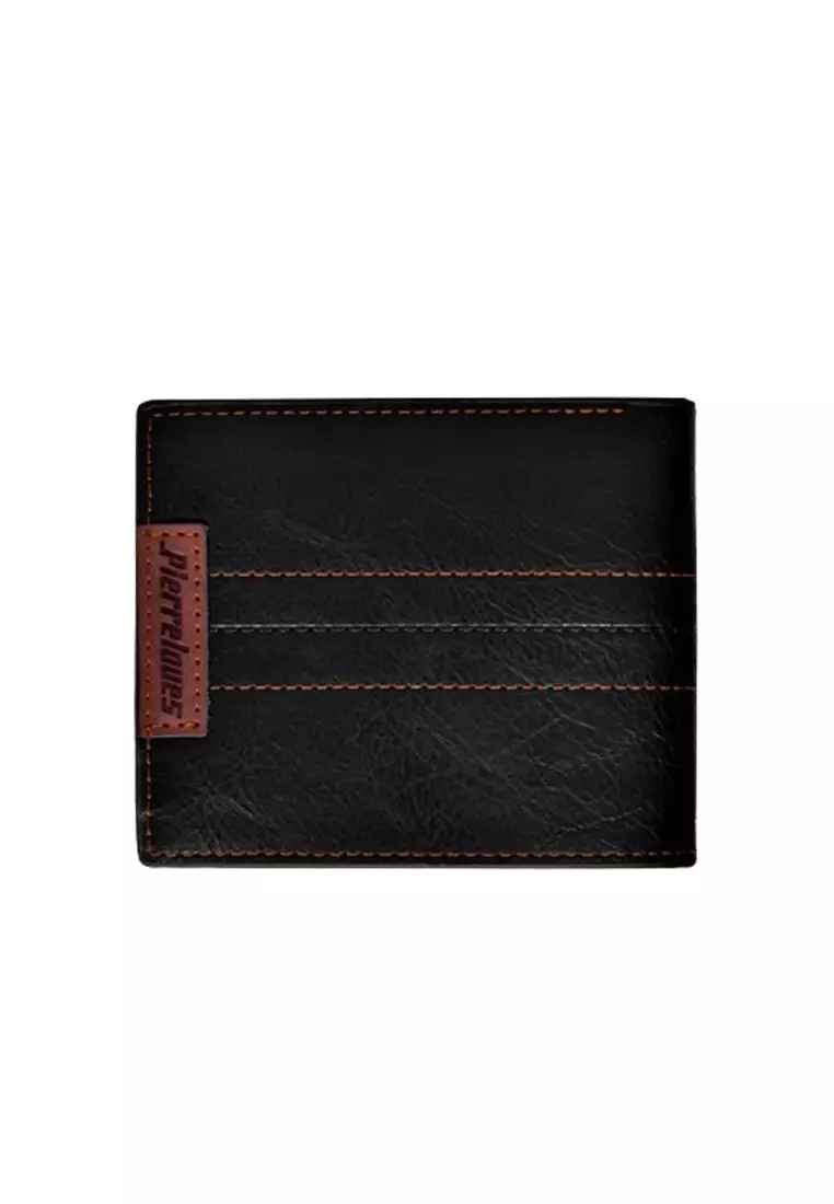 Dompet Lipat Pria Pendek Wallet Bahan Kulit PU Leather Premium BAEOS ORIGINAL - Black