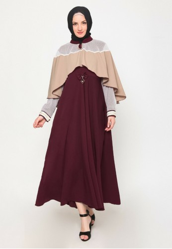 20 Inspirasi Gamis Warna  Maroon Kombinasi  Mocca  Tricia 