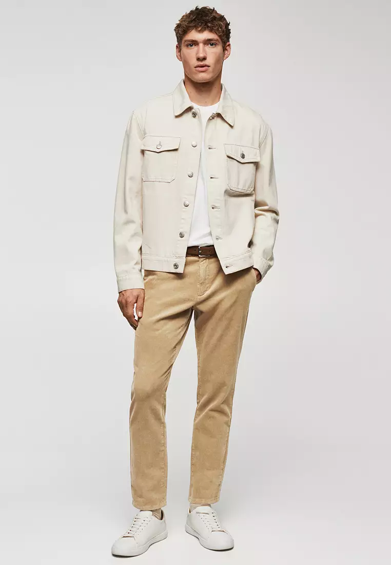 Corduroy Slim-Fit Trousers With Drawstring