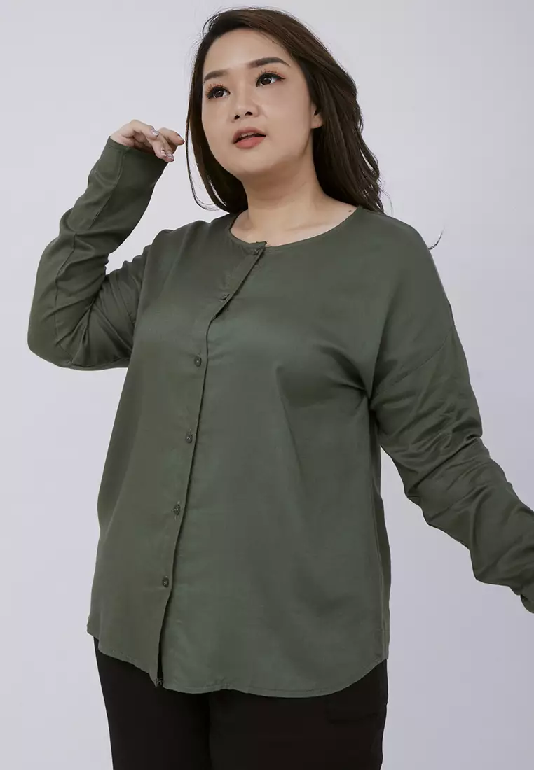 Plus Size Blouse Phoebe Army