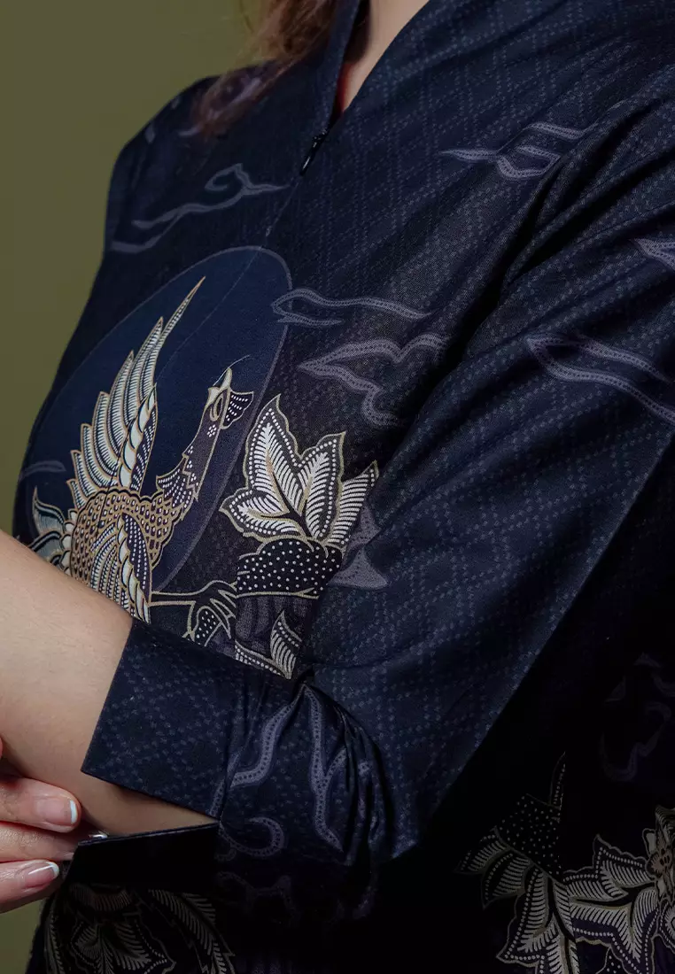 Hadinata Batik Wanita Superfine Blouse Divakar Black