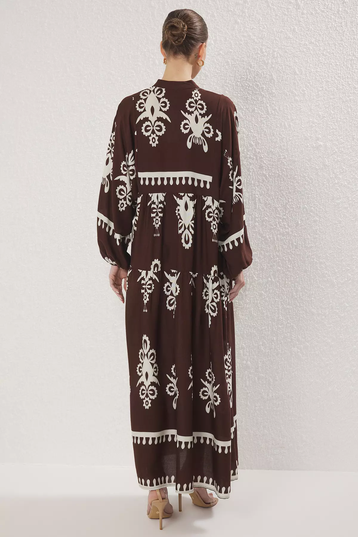 Dark Brown Viscose Woven Dress Tctss24Eb00221
