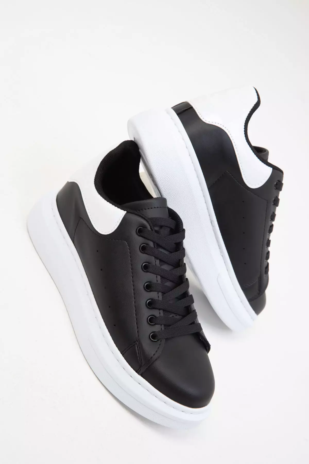 Black-White Patent Leather Women's Sneaker 19845