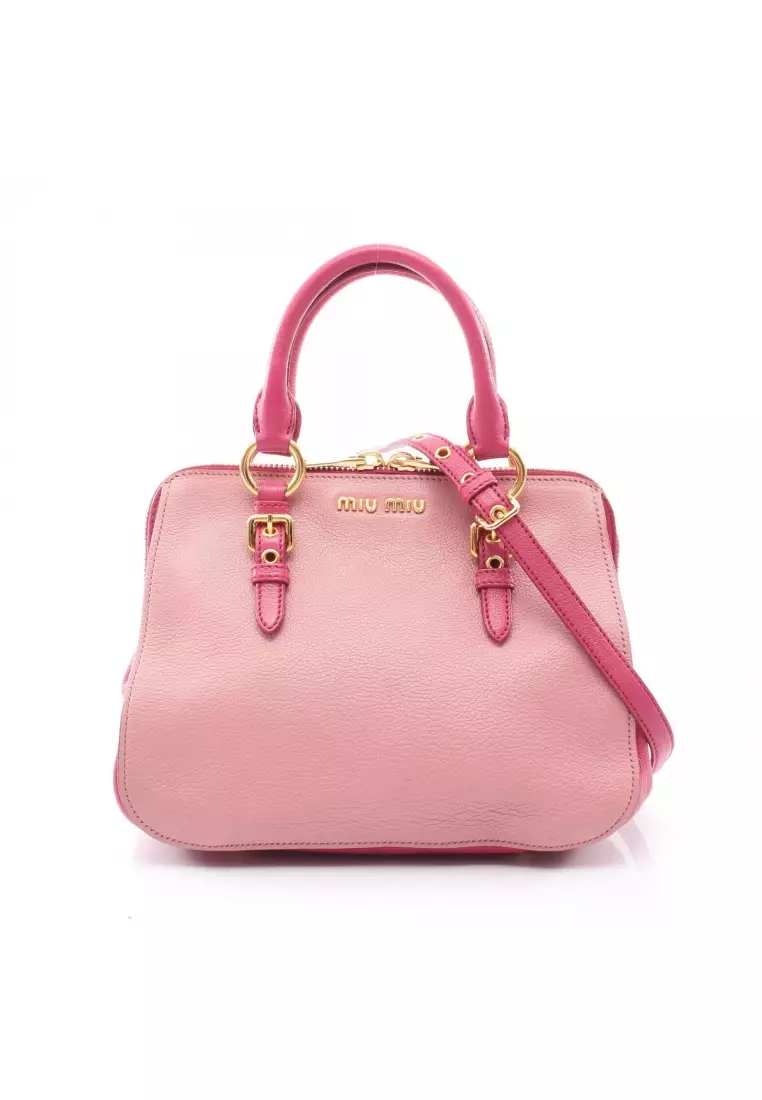 バッグ MIU MIU MADRAS LEATHER 2WAY SHOULDER BAG Buy Miu Miu Pre-Loved MIU MIU MADRAS Madras 2WAY Handbag leather