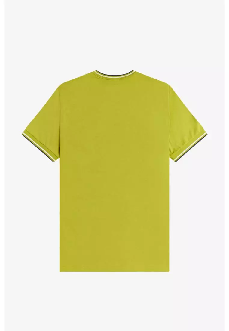 Fred Perry M1588 Twin Tipped T-Shirt (Tennis Ball Yellow / Ecru / French Navy)