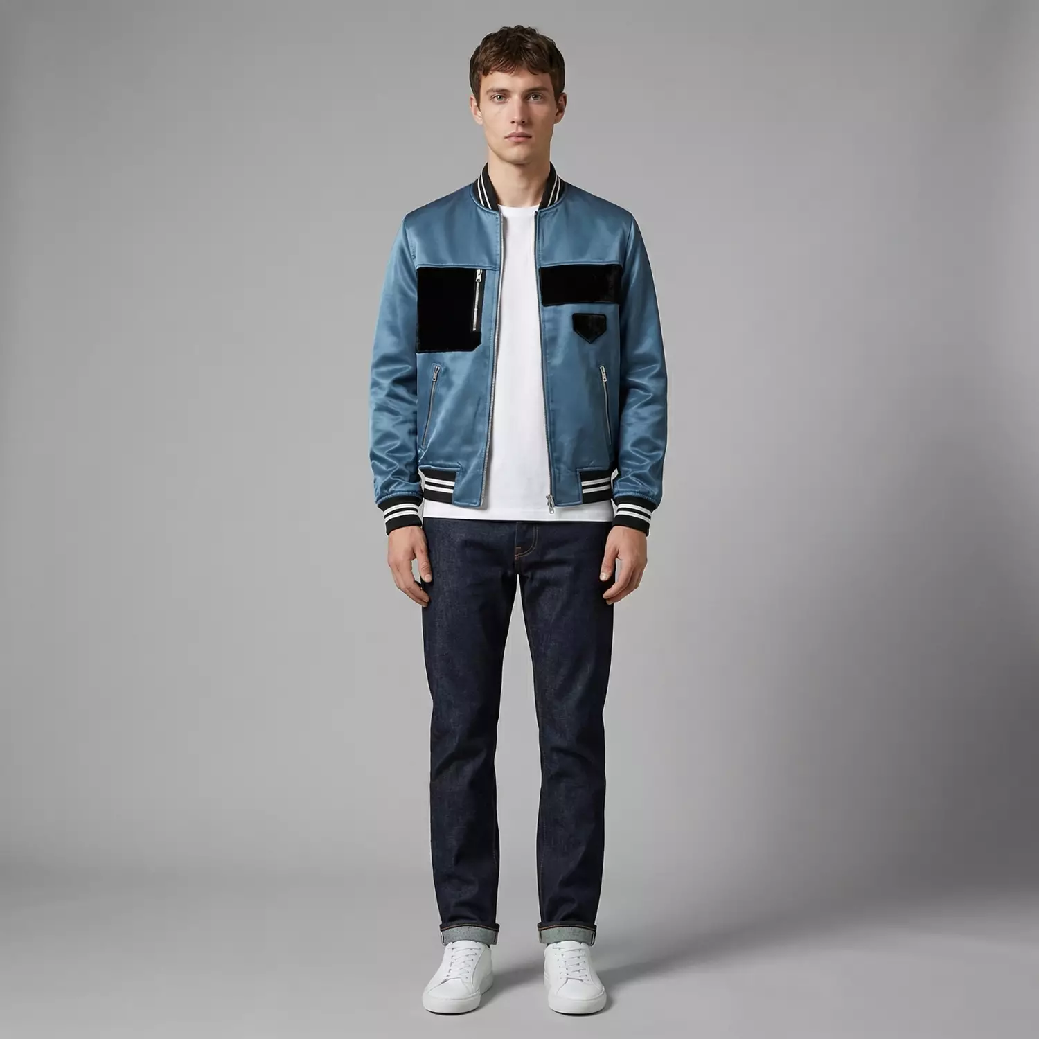 Jaket Kulit Sintetis Kombinasi