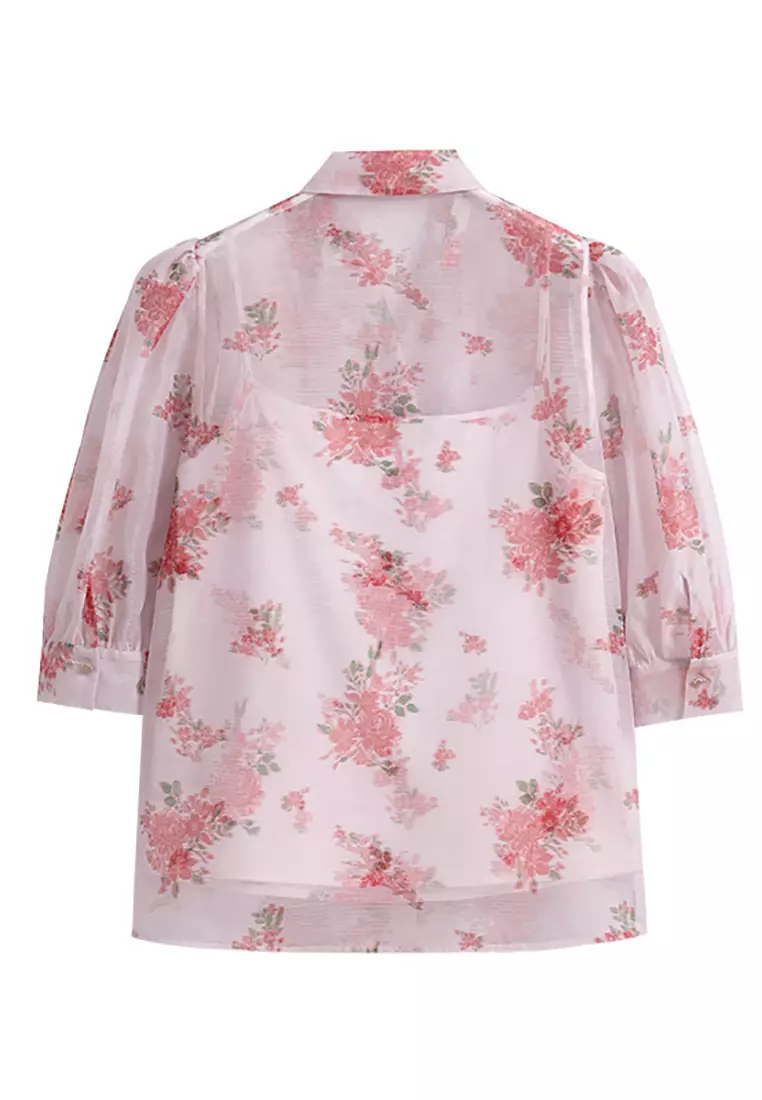 Loose Floral Summer Chiffon Blouse