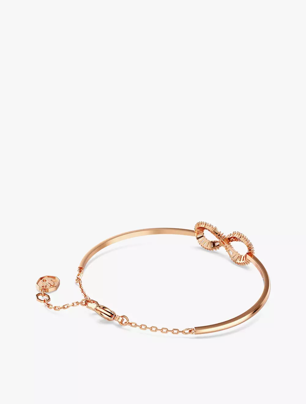 Hyperbola Bangle, Infinity, White, Rose Gold-Tone Plated - White