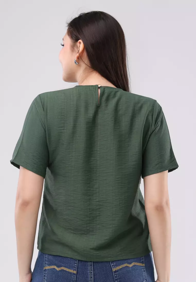 Slub Linen Woven Short Sleeves Blouse