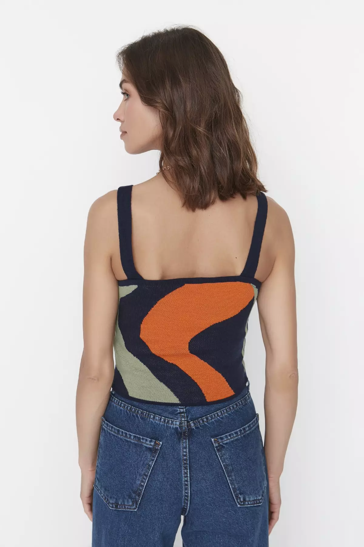 Colorblock Print Cardigan & Tank Top Set