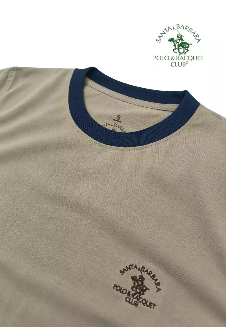 Plain Casual Cotton T-shirt with Embroidery logo on Chest