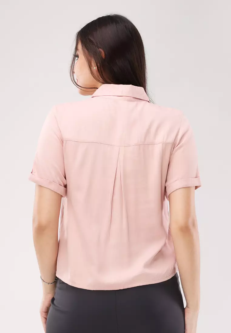 Single Twill Woven Short Sleeves Blouse