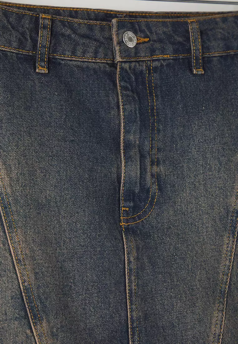 Plus Size Cotton Denim Mini Skirt