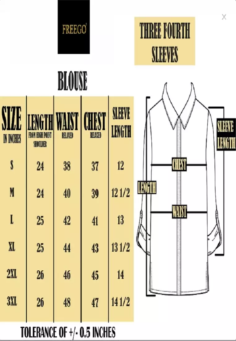 Plain Single Bold Twill 3/4 Blouse