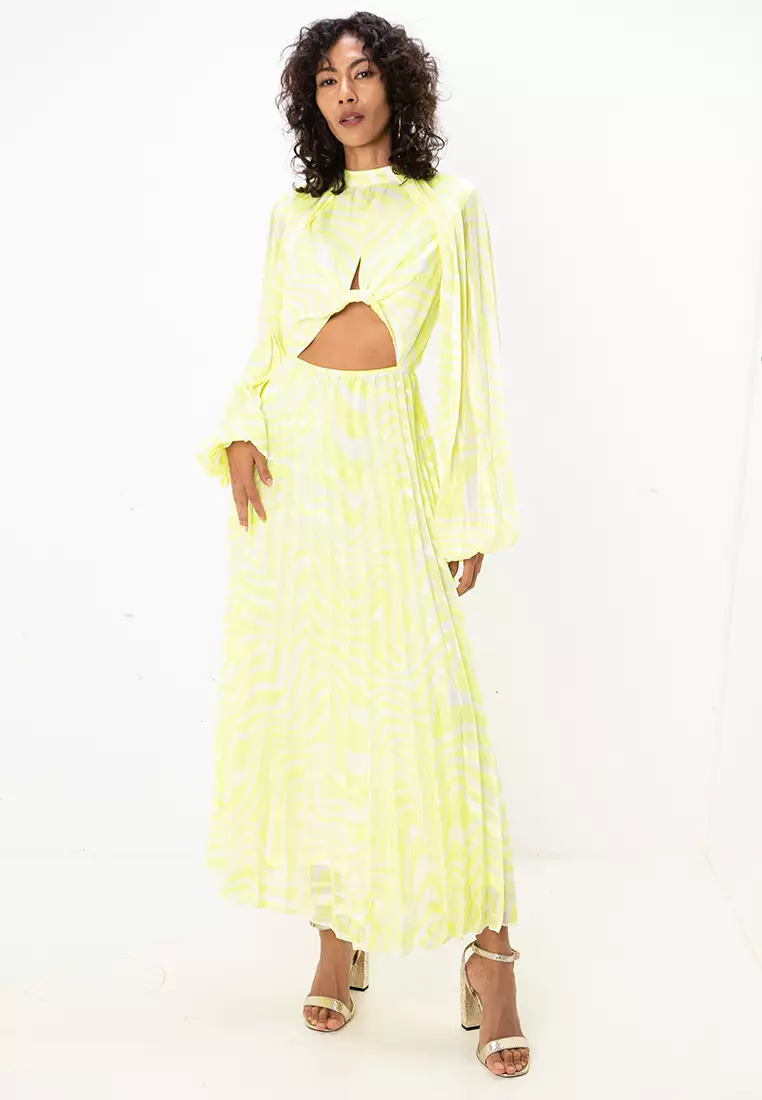 neon yellow midi dress Yellow Siren Midi Dress - Neon Yellow