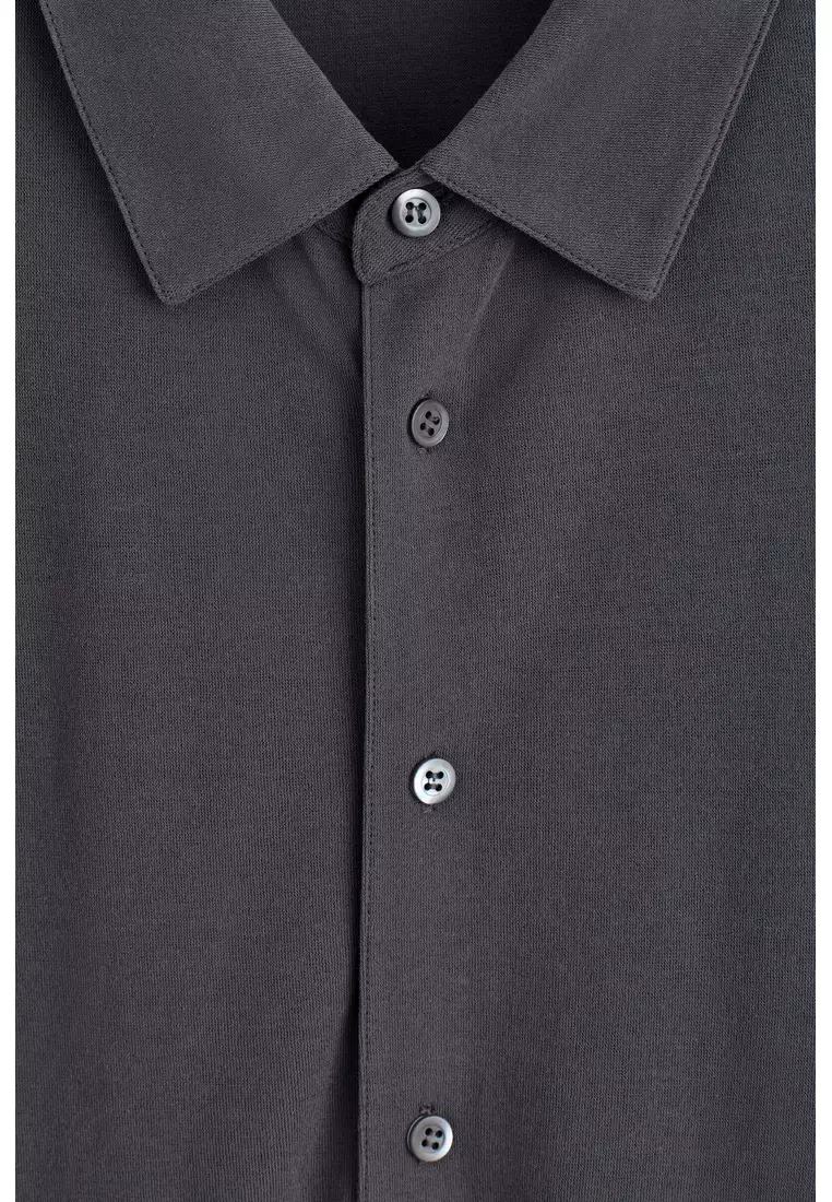 DRAPED COTTON-JERSEY SHIRT