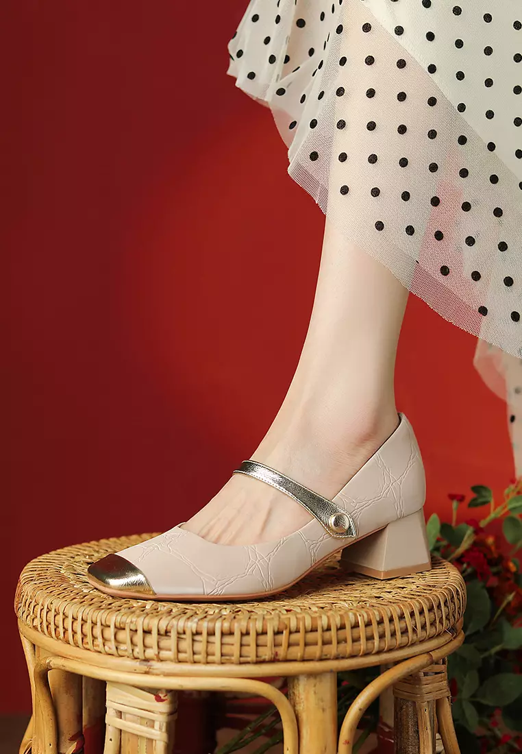 4.5CM Color Matching Mary Jane Shoes XJ3321-2