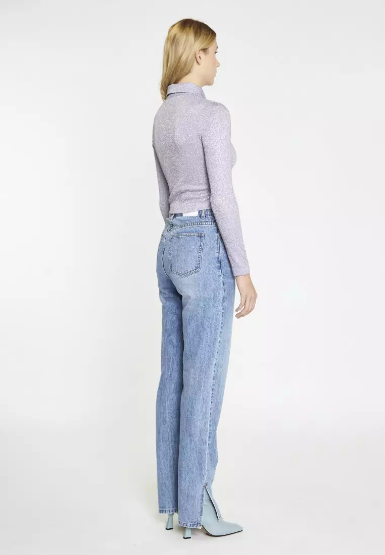 Mid Stonewash Side-Split Jeans