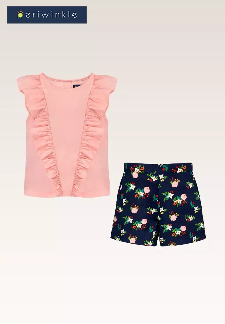 Minchin Girls Navy Ruffled Top and Shorts Set