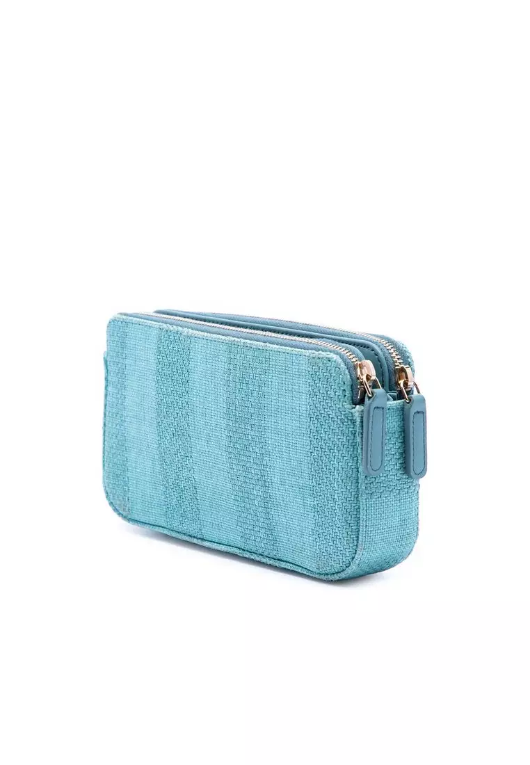 Pre-Loved Chanel Raffia Deauville Double Zip Clutch With Chain