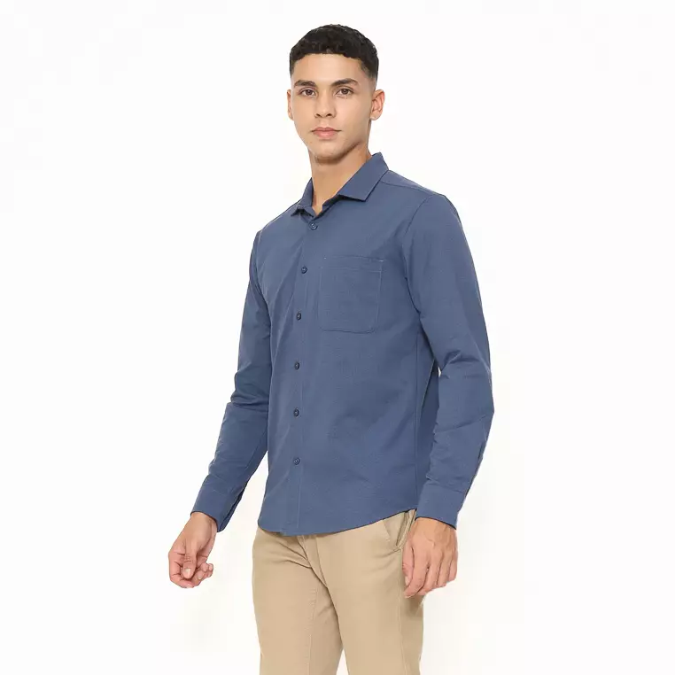 AMK Kemeja Knit Pria Lengan Panjang SHS Amari Ls Blue