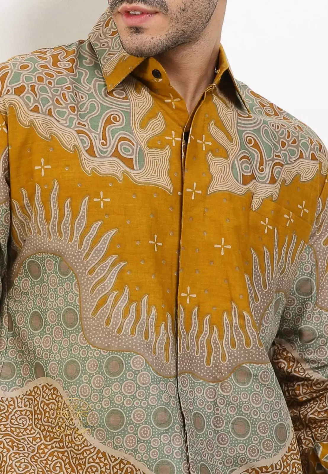 Hanggareksa Kuning Kemeja Batik Pria Premium Slimfit Modern Lengan Panjang