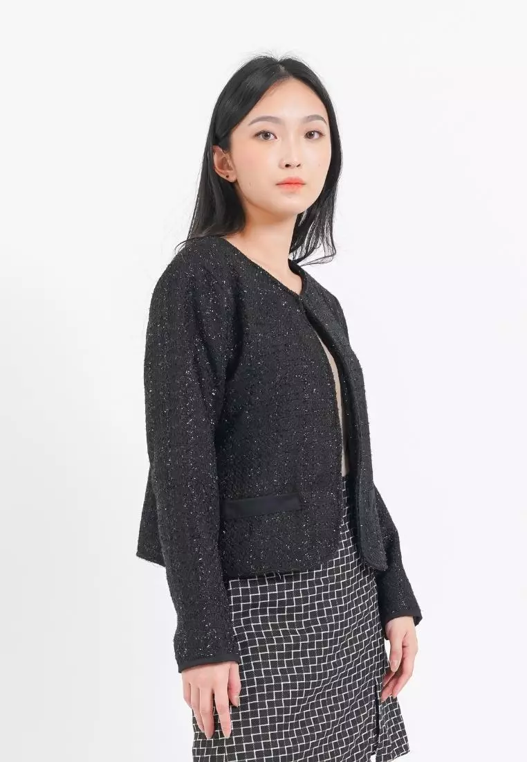 Coco Tweed Blazer Black