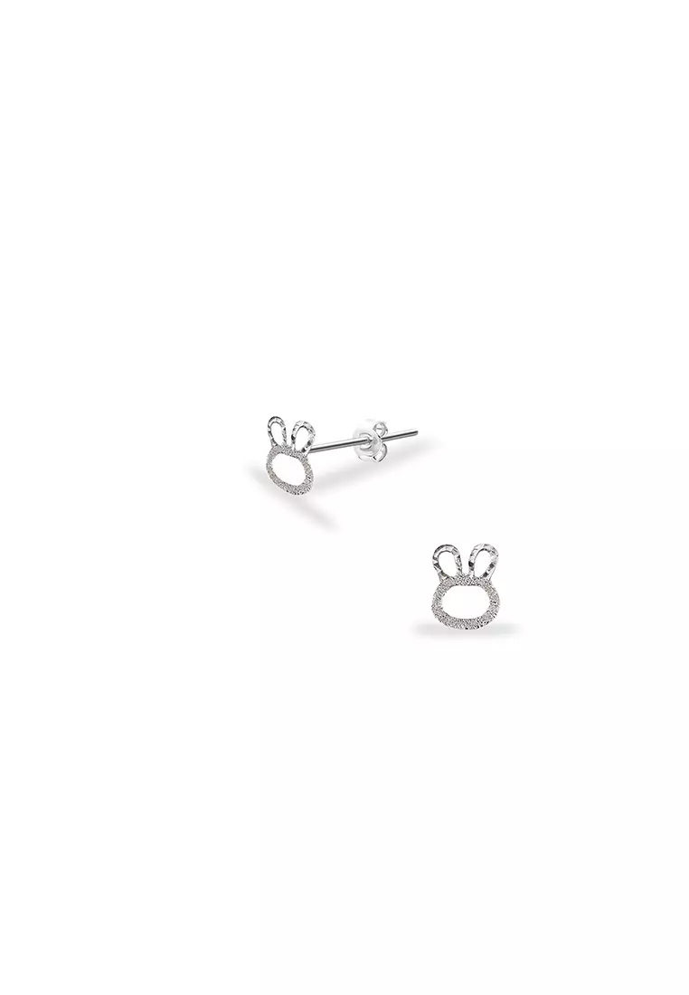 925 純銀兔子耳環 鍍白金 SS170