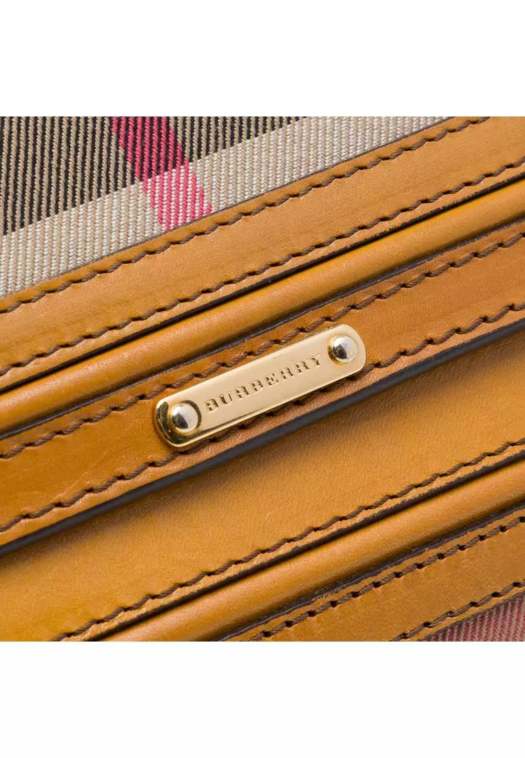 Pre-Loved Burberry House Check Canvas And Leather Trimmed Bridle Crossbody