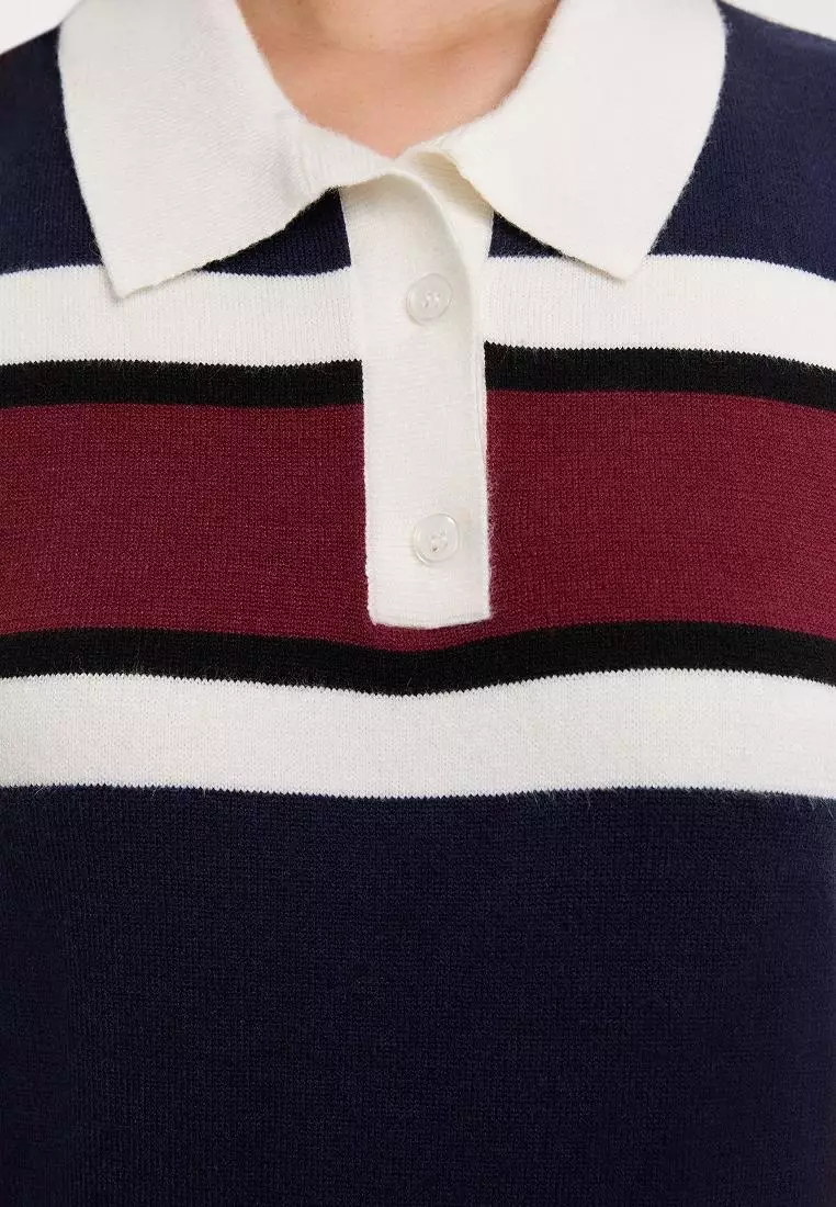 Sleeveless Polo Dress with Front Slit