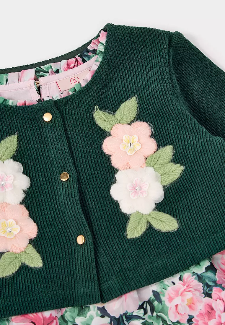 Lily Floral Print Dress and Knitted Cardigan Set