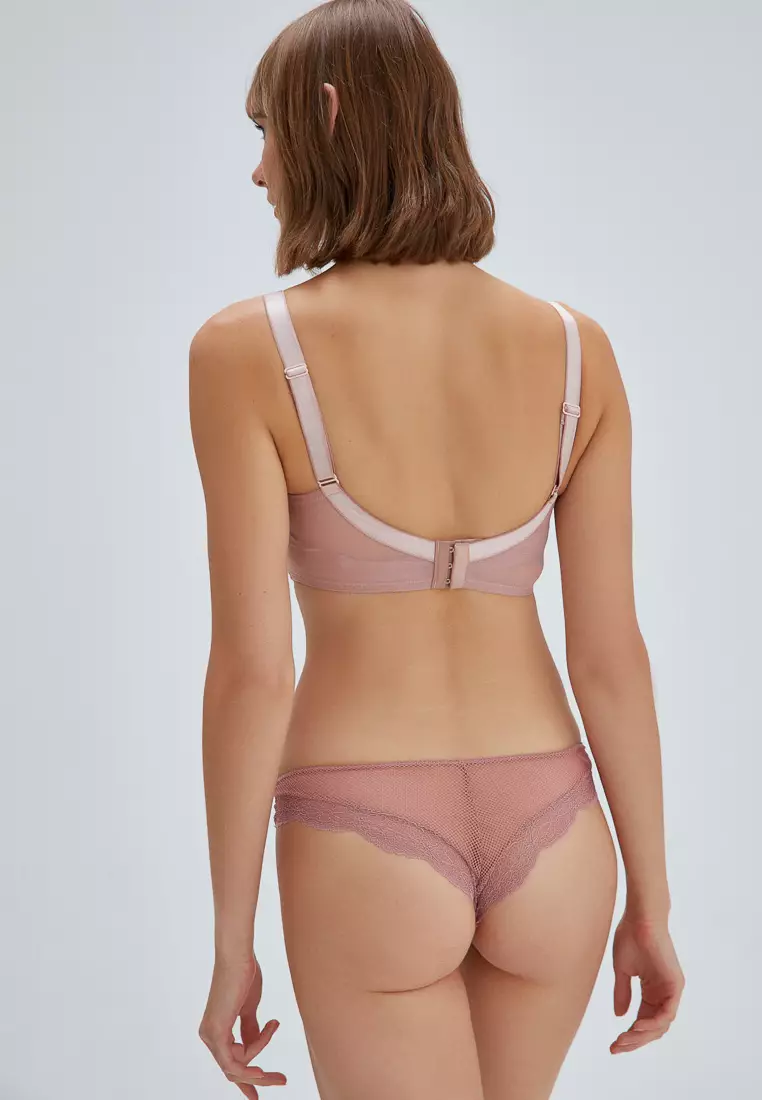 Baby Pink Bra, Non-padded, Normal Fit, Lace, Underwear for Women