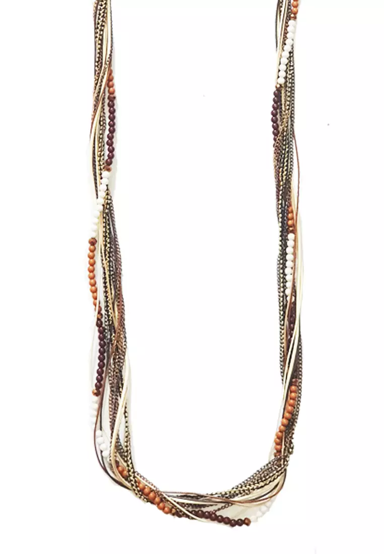 Laminas Multilayer Necklace Brown